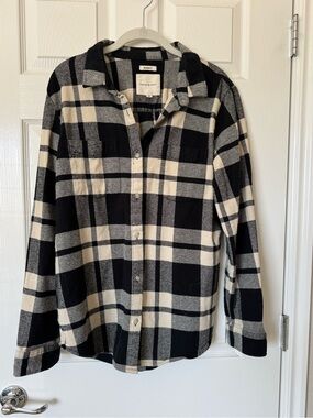 Thread & Supply Black and White Plaid Flannel Shirt Women’s Size XL